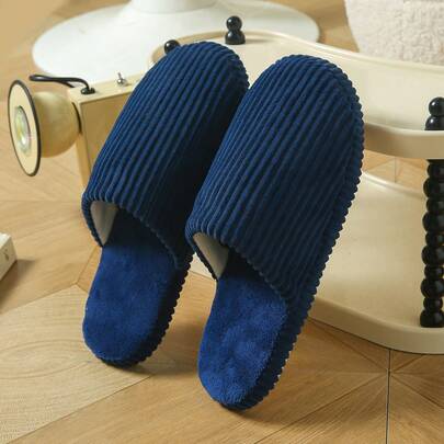 Pantofole da casa semplici da uomo a righe blu navy