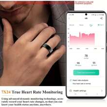 Nhẫn thông minh hiển thị thời gian - Theo dõi thể dục & giấc ngủ, đếm bước chân, quãng đường & lượng calo, sạc từ tính - Thiết kế thời trang & thép không gỉ, món quà sinh nhật hoàn hảo cho bạn bè, lý tưởng cho các bữa tiệc, ngày lễ & dịp đặc biệt, chống nước IP68, tương thích với iPhone và Android, không phí thuê bao, màu vàng hồng/trắng/đen, các size 7/8/9/10/11/12. - YJH-TK5 - Xem 7