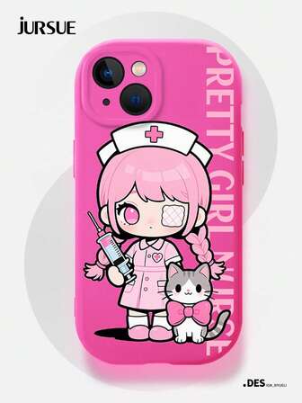  Anime JURSUE Cute Kawaii Fashion Aesthetic Cartoon Funny Shockproof Protective Soft Phone Case Compatible With IPhone 16 15 14 13 12 11 Pro Max SE 2020 X XR XS Ip 8 7 Plus MZ0391