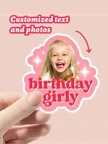 10/20/30PCS Personalized Photo Birthday Stickers, Personalized Text Label Stickers, Customizable Thank-You Stickers, Children'S Stickers, Stickers With Birthday Hats, Customized Baby Party Stickers, Multi-Purpose, Birthday Gifts, Cup Stickers, Dessert Bags, Gift Boxes/Bags, Anniversaries, Birthday Party Pairs, Students, Daughters, Sons, Family Essentials.Christmas - Multicolor - View 2