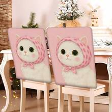 2/4/6pcs Cute Cat Pattern Linen Chair Covers, Suitable For Home Decor, Living Room, Dining Room, Garden, Hotel, Party, Washable Polyester Material Chair Seat Cushion Covers - Multicolor - View 9