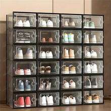 [Heavy-Duty Shoe Box] Stackable, Foldable Heavy-Duty Clear Shoe Box With Lid | Space-Saving Closet & Under-Bed Organizer, Fits Up To Men's Size 11 - Durable Plastic Construction, Ideal For Home, Dorm, Office, Retail - Shoe Organizer Storage, Dorm Room Essentials, Transparent Design