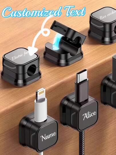 [Adjustable Cable Clip] Customizable 1/6pcs Adjustable Data Cable Magnetic Clip, Non-Slip PVC Phone Cable Organizer, Suitable For Neat Desktops, Cars, And Home Wire Fixed Storage.