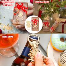 1 Set Abridor de botellas navideño - 4 diseños festivos (árbol de Navidad, muñeco de nieve, copo de nieve, tarjeta de regalo) - Material de metal duradero, tanto decoración navideña como accesorio práctico de bar, adecuado para el hogar, fiestas, regalos - No se necesita electricidad, suministros para fiestas, artículo esencial para bar en casa, decoración de temporada, abridor de botellas de alta calidad, estructura resistente, utensilio de cocina, planificación de fiestas, decoración navideña