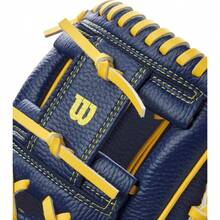 A200 Youth 10 Baseball Glove - 海軍藍/黃色 + 10 英吋 + 右手投擲 - 查看 6