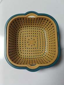 加厚双层沥水篮六件套洗菜盆厨房多功能客厅家用水果盆洗水果蔬菜篮微瑕 - 彩色 - 查看 14