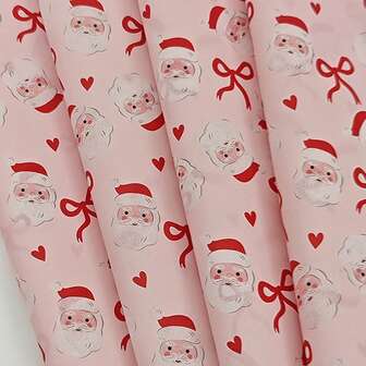 10/20 piezas Papel de regalo de Papá Noel - 50x35cm (20x20 pulgadas) Fondo rosa con diseño de Papá Noel rojo y blanco y lazo, papel de regalo de Navidad y decoración de fiesta duradera y de alta calidad, ideal para embalaje navideño, decoración navideña, papel de seda, Papá Noel