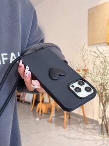 1 chiếc ốp lưng điện thoại chống sốc có lỗ lớn kèm phụ kiện hình trái tim, tương thích với iPhone 14, 14 Pro, 14 Pro Max, 13, 13 Pro, 13 Pro Max, 11, 11 Pro Max, 12, 12 Pro, 12 Pro Max, XR, XS, 15, 15 Pro, 15 Pro Max, 16, 16 Pro, 16 Pro Max, ốp lưng điện thoại mềm mại họa tiết hoạt hình. - màu đen - Xem 2