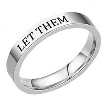 1pc Stainless Steel Inspirational Ring, 1pc "Let Them" Ring - Stainless Steel Engraved Rings, Sister, Best Friend, Self-Worth Motivational Gift - Multicolor - View 21