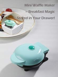 SCISHARE 1pc Mini Waffle Maker, 10cm Waffle Mold, Water-Based Non-Stick Coating, Easy To Clean, 350W Fast Heating, Compact Design For Drawer Storage, EU Plug, 70cm Power Cord - Ideal For Children And Families To Make Breakfast On Trips And In Small Kitchens - View 7