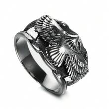 1pc Fashionable Titanium Steel Eagle Design Unisex Stainless Steel Ring, Suitable As Gift For Boyfriend, Friend, Partner, Couple - Ring - View 11