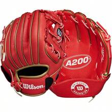 A200 Youth 10 Baseball Glove - 紅色/金屬金 + 9 英吋 + 右手投擲 - 查看 1
