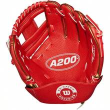 A200 Youth 10 Baseball Glove - 紅色/金屬金 + 9 英吋 + 右手投擲 - 查看 3