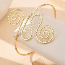 Hot Adjustable Cuff With Spiral Wire, Stacking Bracelet, Simple Pattern, International Jewelry, Wholesale Bracelet - Gold - View 3