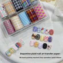 10色蕾丝花朵美甲贴纸，DIY哥特暗黑美甲贴花转印箔，新年郁金香星空美甲贴纸，适合美甲沙龙和个人使用，盒装美甲装饰（不含胶水），是送给女性和女孩的理想美甲配件礼物。 - 彩色 - 查看 22