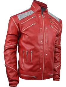 Chaqueta Beat-It - Roja - Cuero sintético de Halloween - Rojo - Ver 5