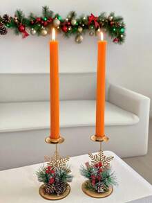 4pcs Christmas Long Scented Candles, 10-Inch Burgundy Smokeless Spiral Candle Holders With Scented Candles, Home Decor Paraffin Wax, 8-Hour Burn Time, Halloween Home Atmosphere Decor, Candle Holder Gift, Room Decor - Orange - View 8
