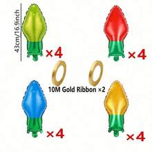 18pcs Christmas Themed Light Bulb Design Decorative Balloons, Perfect For Christmas Decoration - Mixed Colors - View 4