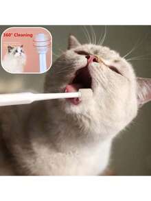 360 度宠物牙刷，适用于狗和猫 - 符合人体工程学设计的手柄，柔软的刷毛，无需电池，清洁牙齿并缓解口臭，有白色、绿色和浅蓝色可供选择，宠物牙齿护理，现代宠物美容，耐用塑料 - 彩色 - 查看 13