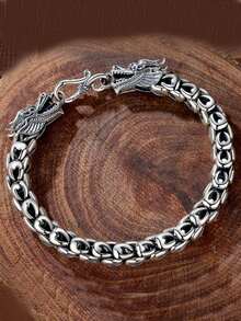 1 pezzo Braccialetto vintage alla moda fatto a mano con doppia testa di drago intrecciata, accessorio sofisticato da uomo come regalo