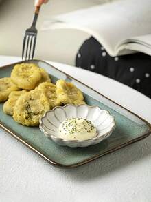 1 set Juego de tazón y plato de cerámica con acabado de esmalte craquelado vintage, tazones para postre, tazones para arroz, platos para salsa, platos para aperitivos, juego de vajilla