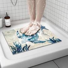 حصيرة الحمام غير الانزلاقية، حصيرة حمام ناعمة مريحة مع فتحات تصريف، حصيرة استحمام من مادة البي في سي بتصميم لوفة للتدليك، للاستخدام في الحمام والأماكن الرطبة، سريعة التجفيف