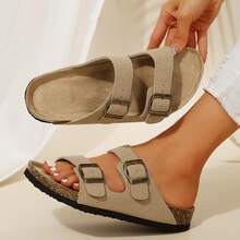 Women's Comfort Straps Adjustable Buckle Slip On Sandals Slide Cork Footbed Sandals