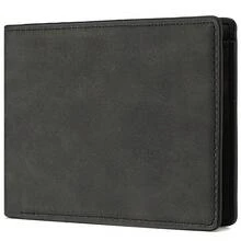 男士短款钱包PU皮拉链零钱包薄款复古美元钱包男士钱夹迷你钱包钱包秋季男士钱包真皮小钱包 - 黑色 - 查看 4