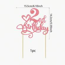 1Pc Glitter Pink 1st-18th Birthday Cake Topper Happy 1-18 Years Old Birthday Cake Supplies 1st-18th Birthday Party Decorations - Pink Glitter