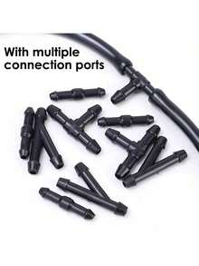 1 Set Universal Style Car Windshield Wiper Nozzle 39.37 Inch Hose 6 Connectors 4 Double Hole Water Spray Nozzles