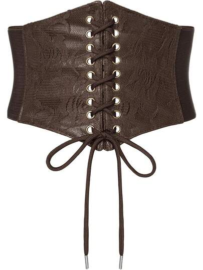 1pc Women's Renaissance Era Accessory, Coffee-Colored Sheer Lace Corset, Sexy Costume Suitable For Halloween Night Party Or Daily Outfit Matching