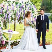 12/24 件人造粉色紫藤花环、婚礼装饰花串、家居装饰花瓣 - 粉色 - 查看 6