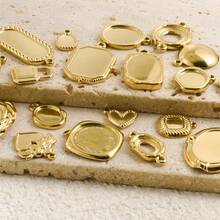 2 pezzi di ciondoli in acciaio inossidabile con forme assortite, inclusi rettangolo, ovale, goccia d'acqua, cuore, quadrato, per fai da te con resina, gocce d'olio, pietre, charms geometrici di alta qualità per la realizzazione di gioielli e decorazioni casual quotidiane