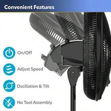 Buy One Get One Free (Small Gift) For Randomly Selected Customers Lasko S16500 47-Inch Pedestal Fan: 16-Inch Blades For Strong Airflow + 3 Speed Adjustments, Adjustable Height For Different Scenarios, Sleek Black Appearance, New Quality For Worry-Free Use