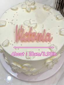 1pc Personalized Acrylic Cake Top Decoration, Custom Laser Tailoring Name, Cake Decoration, Birthday Party Supplies, Black/Pink/Blue/White To Choose From Without Power Supply - Multicolor - View 2