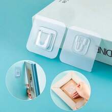 3/5/8/10pairs Multipurpose Wall-Mounted Power Strip Holders - Utility Hooks With Transparent Interlocking Buckles, Strong Adhesive Fasteners, And Reusable Plastic Sticky Pads For Easy Bathroom And Door Organization - No-Drill Installation And Space-Saving Design