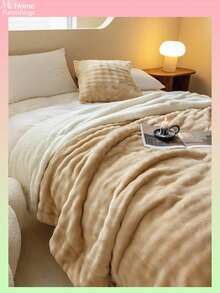 1 pieza Manta reversible suave y esponjosa de felpa de burbujas y sherpa, disponible en varios colores, decoración del hogar minimalista y de moda, adecuada para dormitorio, dormitorio de niños/niñas, siesta en el sofá, siesta en la oficina, regalo perfecto para el Día de San Valentín, lavable a máquina