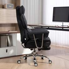 AnneFish Ergonomic Office Chair With Footrest, Executive High Back Reclining Desk Chair, Home Office Comfortable PU Leather Computer Chair Spring Seat Silent Wheels - Tay vịn cố định - Xem 9