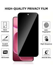 4 件隐私钢化玻璃屏幕保护膜，兼容 OPPO/VIVO，全覆盖，易于安装，无气泡，防刮擦和防碎，适合生日/家人/朋友/男朋友/女朋友屏幕保护必需品，适用于日常防护、办公室、家庭隐私屏幕保护膜手机屏幕保护膜手机配件防水防震防摔防刮