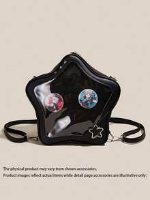 1pc Y2K Subculture Sweet & Spicy Vibe Versatile Backpack, Large Capacity Pentagram Unique Design Shoulder Bag, Fashionable Crossbody Bag, PU Material Zipper Closure, Suitable For Cute & Sweet Girls, 3D Rigid Wide Multi-Functional Versatile Transparent Decor Bag, DIY Ita Bag, Suitable For College Students, Travel, Shopping, Comic Conventions, Parties, Commuting, Matching Lolita Princess Dresses, JK Uniforms, Cosplay, Etc. - Multicolor - View 15