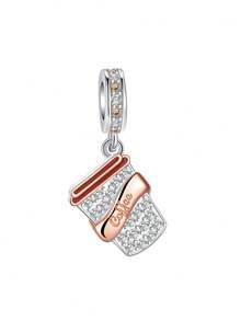 1pc Classic Petite Fashionable 925 Silver Plated Charms Including Fish, Ice Cream, Blanket, Coffee Cup, Beaded Bracelet Suitable For Daily Wear, Halloween, Parties, Girlfriend Gifts, Easter, Thanksgiving, Mother's Day