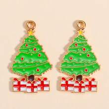 10 Pieces Of Mixed Cartoon Oil-Dripping Christmas Tree Pendants, DIY Jewelry Making And Decorative Pendants, Suitable For Making Earrings, Necklaces, Christmas Party Jewelry Gifts
