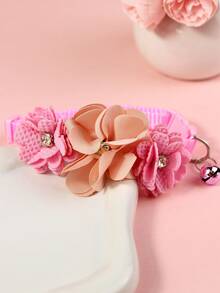 1pc Fashionable Fabric Faux Rose Flower Cute Adjustable Bell Collar For Small Pets, Decoration For Happy Cats And Dogs - Multicolor - View 11