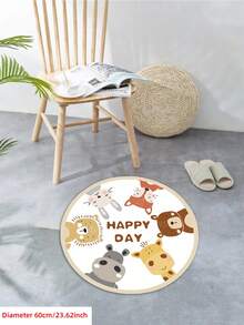 Karpet Bundar Hewan Kartun Mewah - Sangat Lembut, Nyaman untuk Kamar Tidur, Ruang Tamu, Ruang Belajar, Asrama, Ruang Bermain Anak, Kamar Bayi sebagai Alas Lantai, Dekorasi Ruangan, Alas Lantai Mirip Kasmir - Menampilkan Desain Singa, Beruang, Kelinci, Jerapah yang Lucu, Karpet Ruang Tamu - MultiWarna - View 9