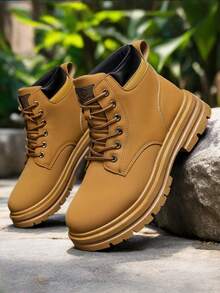 大码新款安全鞋男靴，男鞋休闲鞋工作鞋高帮工作靴户外靴登山鞋皮靴 - 棕色 - 查看 16
