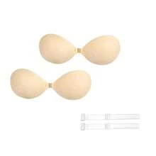 隐形粘合聚拢硅胶胸罩，粘性无肩带胸罩，带透明吊带颈带，适合露背连衣裙/上衣 - 彩色 - 查看 9