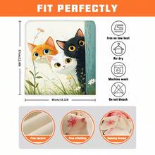 2/4/6pcs Cute Cat Pattern Linen Chair Covers, Suitable For Home Decor, Living Room, Dining Room, Garden, Hotel, Party, Washable Polyester Material Chair Seat Cushion Covers - Multicolor - View 4