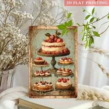 2D Flat, 2D Flat 1pc, Delicious Cakes Metal Sign, 8x12 Inch Iron Wall Decor, Rustic Charm, Suitable For Bakeries, Patisseries, And As A Gift For Baking Enthusiasts., 2D Flat, Perfect For Room Decor - 1PC - 查看 3