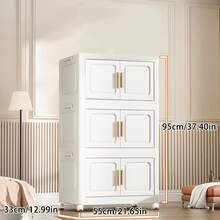 Foldable Storage Box, Double Door Storage Box With Lid And Wheels, Stackable Storage Box For Clothes, Snacks, Toys, And Books, Home Office Outdoor Folding Container