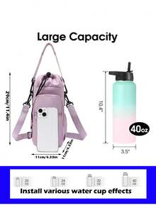 1pc Women's Insulated Water Bottle Bag With Lanyard - Phone Pouch, Water Bottle Holder, Backpack, Handbag, Multiple Colors Available, Adjustable Shoulder Strap And Multi-Compartment Design, Black Outdoor Backpack Suitable For Hiking, Camping, Activities, Fashionable Leak-Proof Water Bottle Storage Bag With Secure Zipper Pocket. - Multiple Colors - View 5